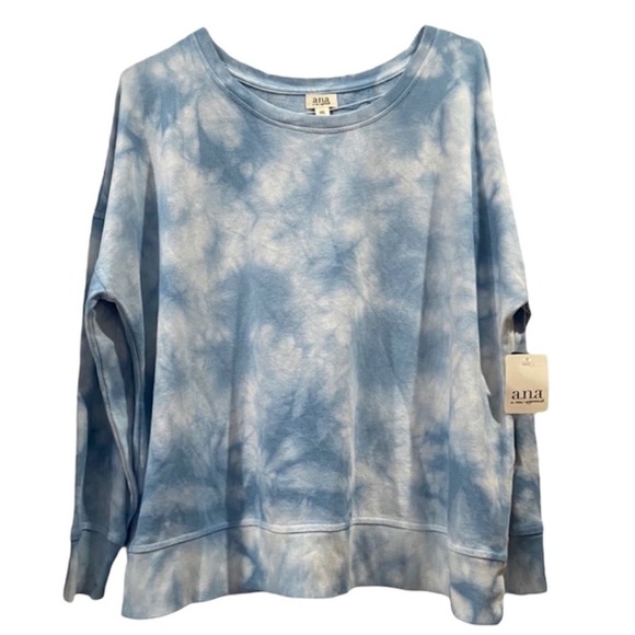a.n.a Women’s Blue & White Tie-Dye Pullover Sweater Sz XXL - Picture 2 of 5